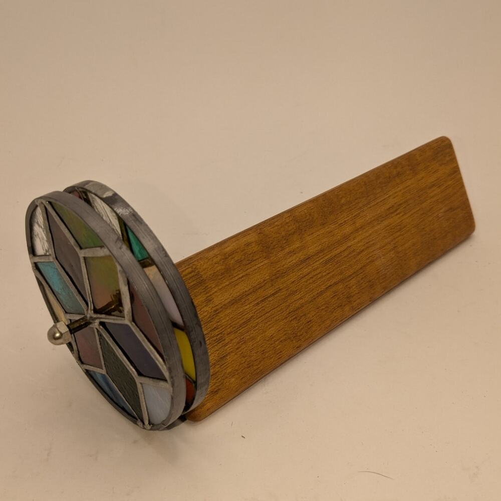 Vintage Stained Glass Double Kaleidoscope Wood Handmade